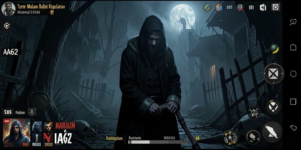 Tampilan menakutkan dari gameplay AA62 saat malam gelap.