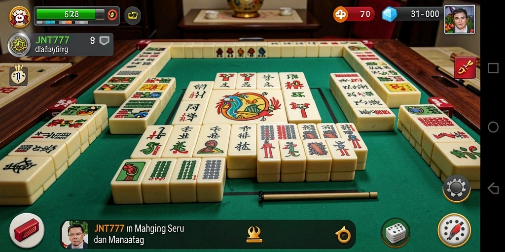 Screenshot utama JNT777 menampilkan gameplay Mahjong yang menarik.