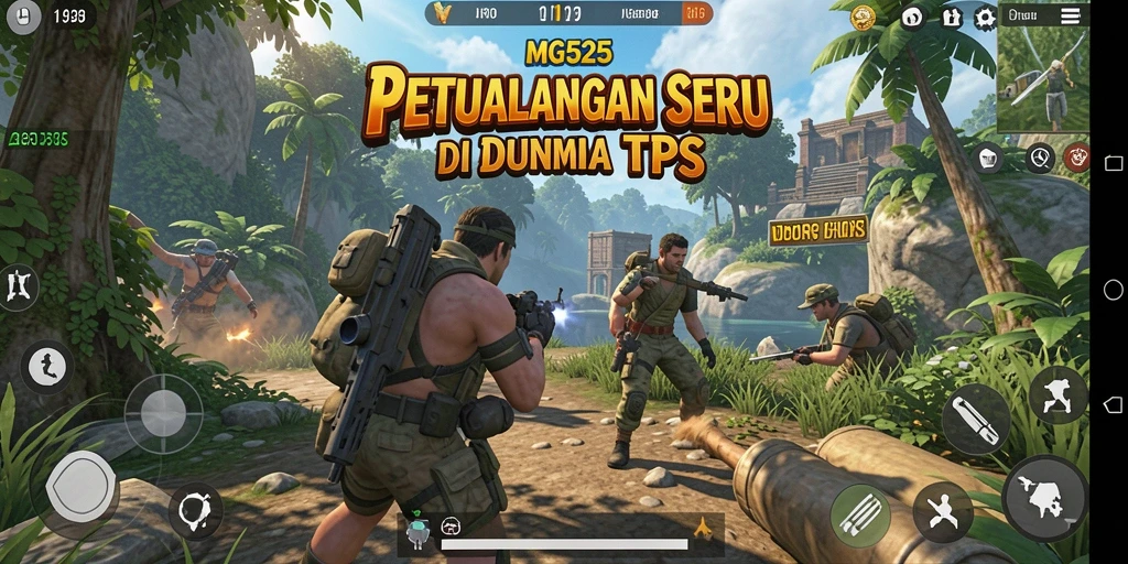 Screenshot gameplay MG525 dengan aksi tembak-menembak yang seru.