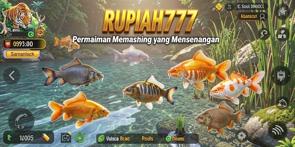Screenshot RUPIAH777 menampilkan aksi seru memancing ikan di laut.
