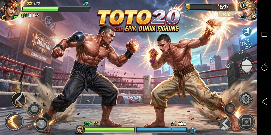 Tampilan menarik dari gameplay TOTO20 saat karakter bertarung.
