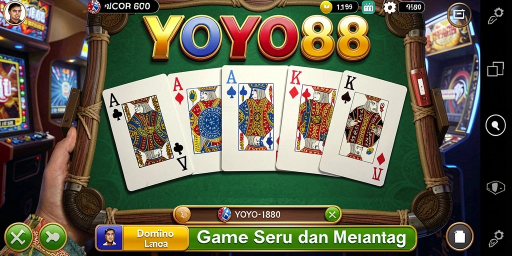 Tampilan gameplay seru dalam permainan Domino YOYO88.