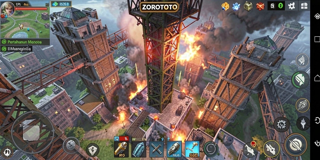 Tampilan gameplay seru dari ZOROTOTO dalam Tower Defense.